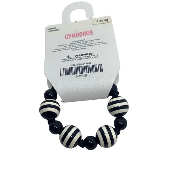 *Girls NWT Gymboree Tres Chic Black & White beaded Stretch Bracelet - Picture 2 of 2